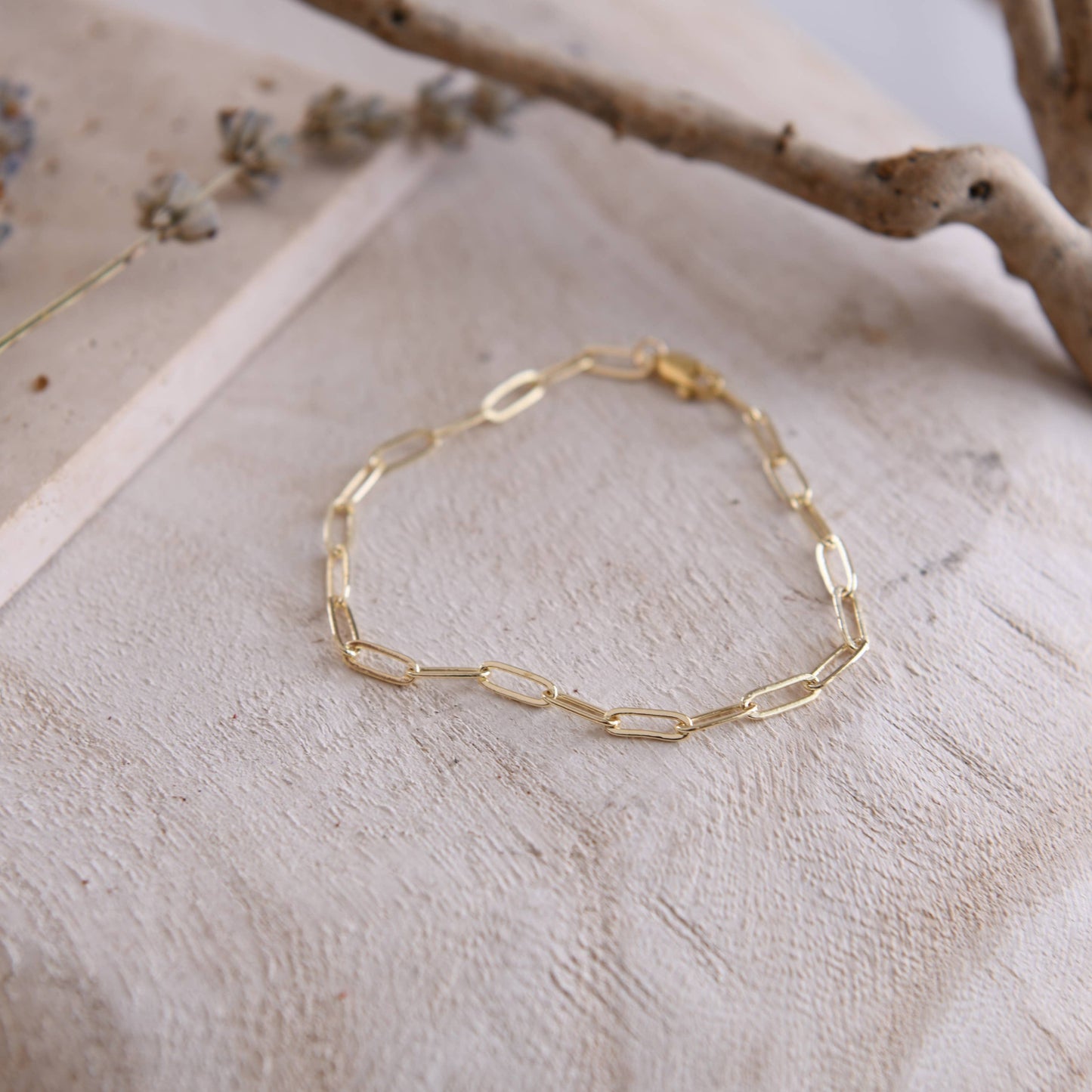 Amber Sunset Paperclip Chain Bracelet 7"