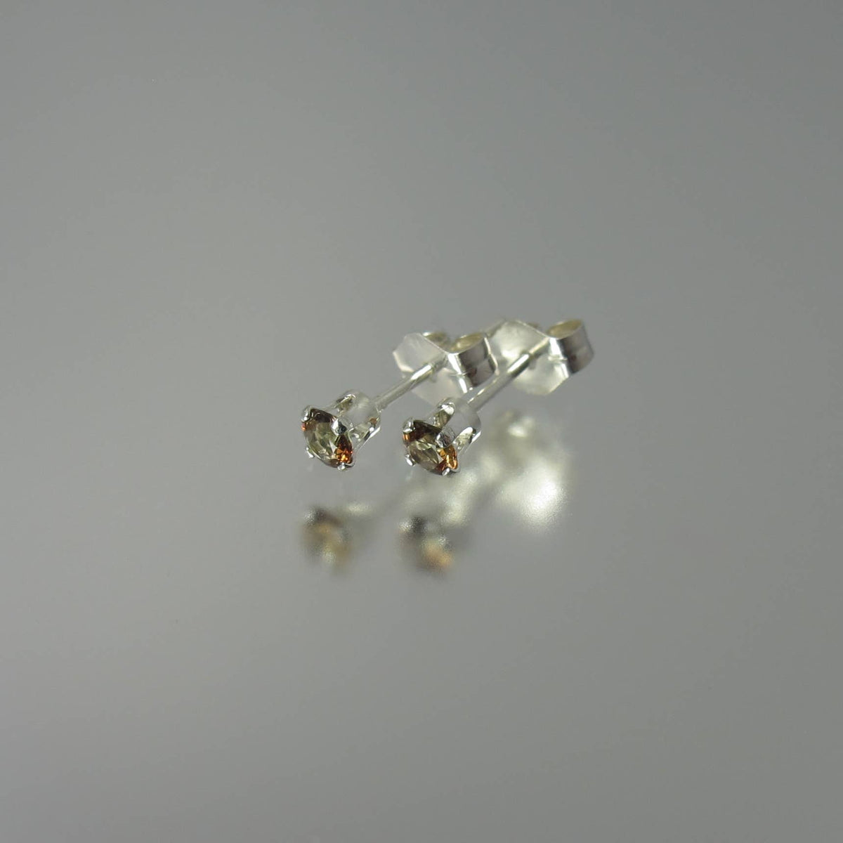 Rare Andalusite Tiny Stud Sterling Silver Earrings 3mm