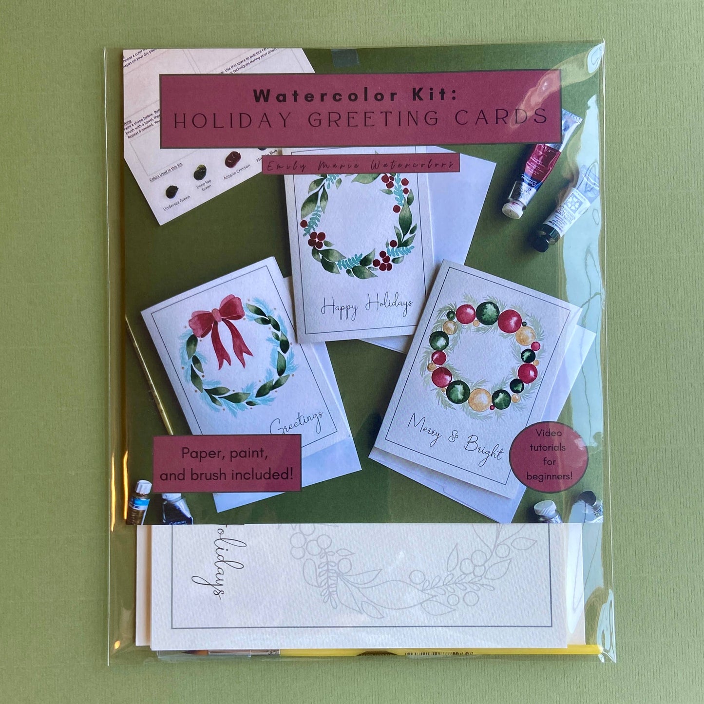 Watercolor Painting Kit: Holiday Greeting Cards