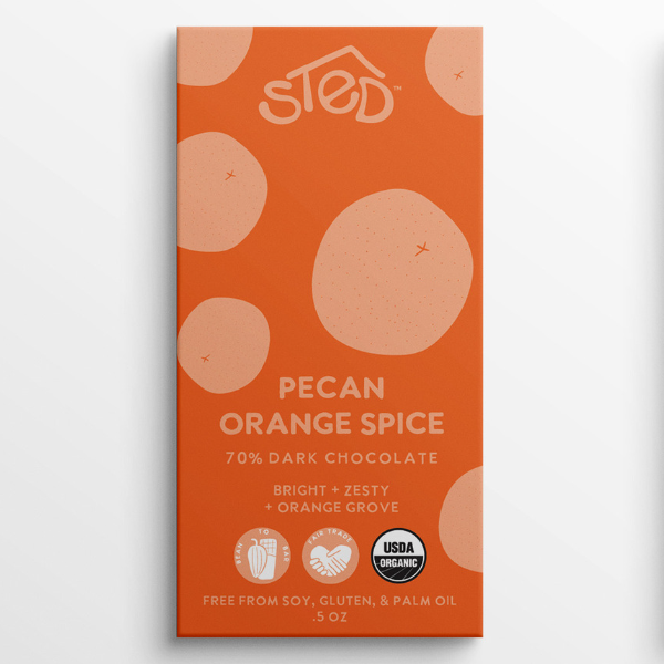 Mini Pecan Orange Spice .5 oz Chocolate Bar