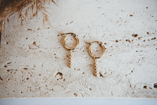 Sunlit Glow Gold Ball Hoop Earrings – Stainless Steel