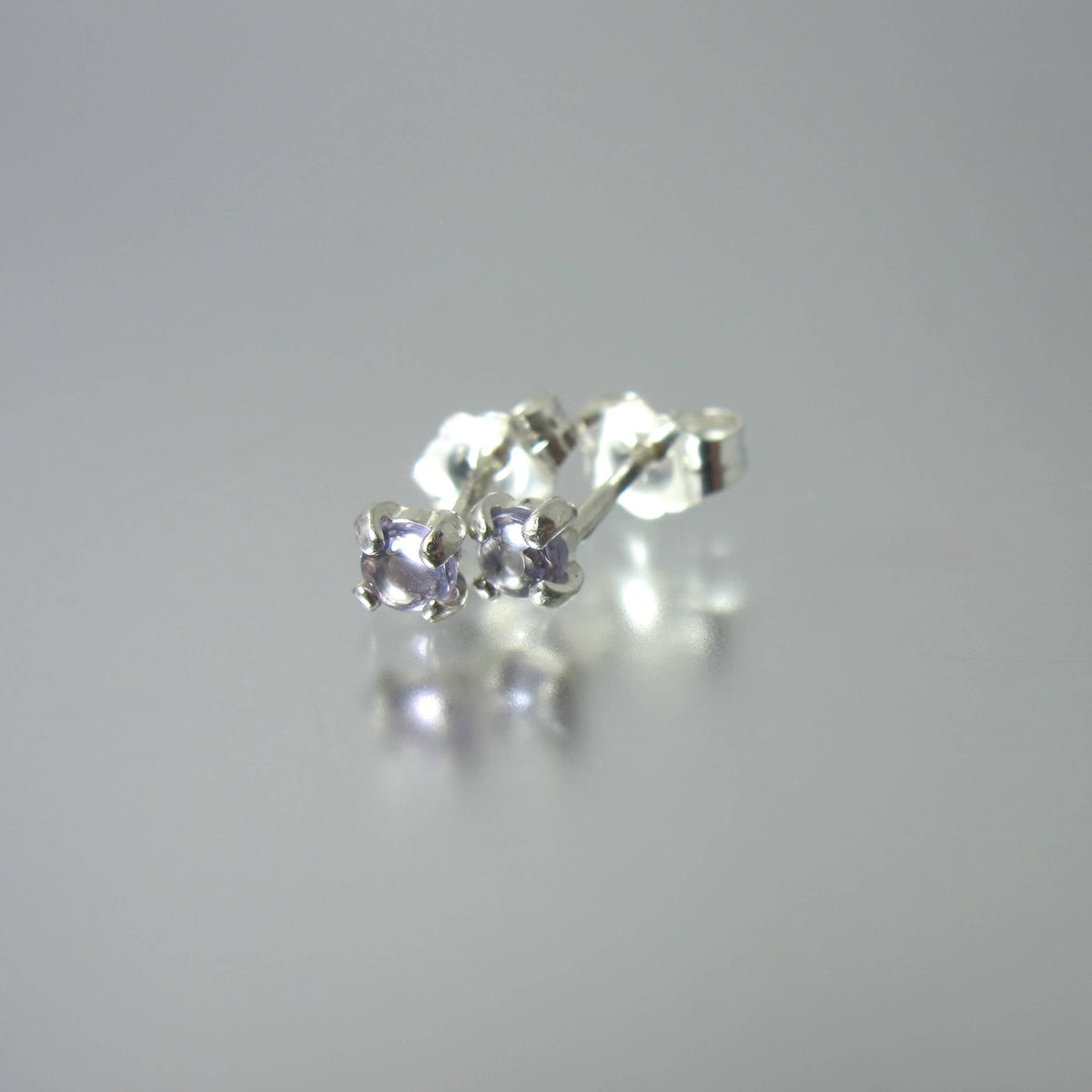 Tiny Lilac Montana Sapphire Sterling Silver Stud Earrings