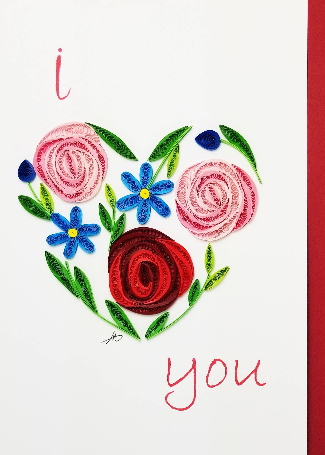 I Heart You Quilled Greeting Card