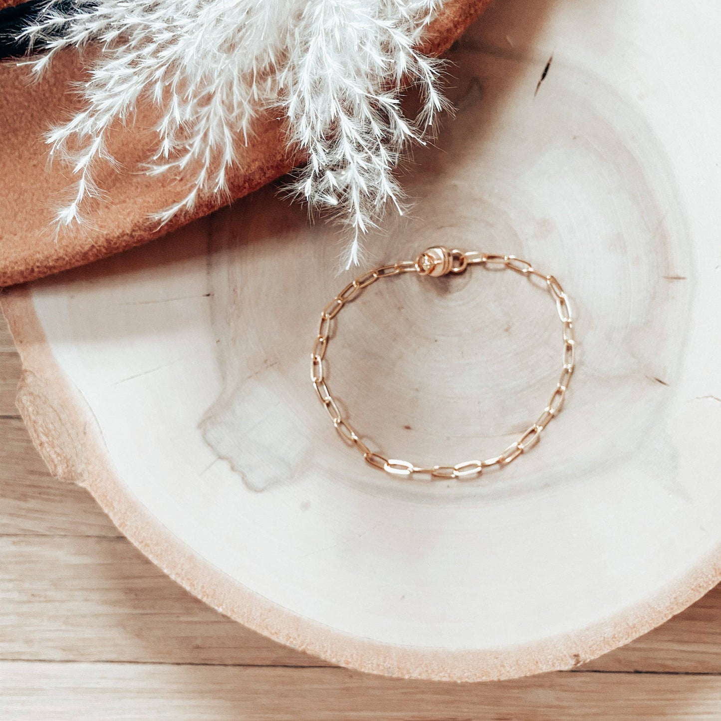 Amber Sunset Paperclip Chain Bracelet 7"