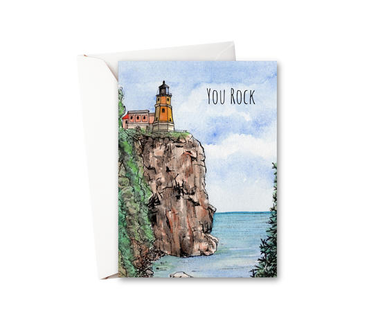 You Rock - Split Rock Lighthouse Watercolor Greeting Card