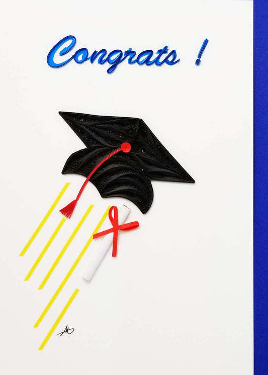 Graduation Cap Quilled Greeting Card