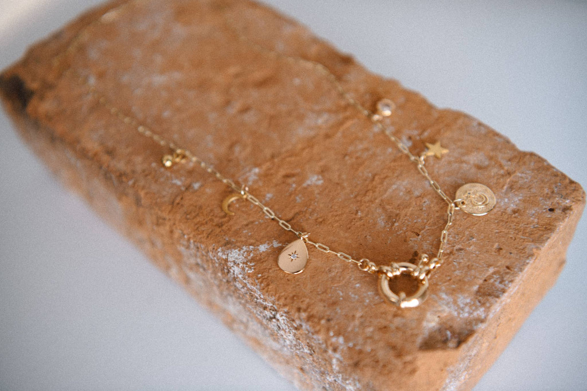 Lunar Solstice Gold Charm Necklace