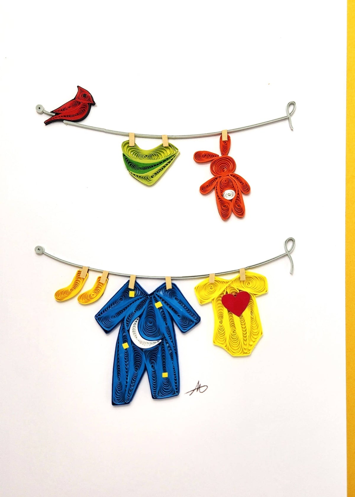 Baby Clotheslines Quilled Greeting Card