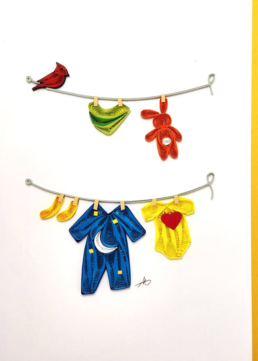 Baby Clotheslines Quilled Greeting Card