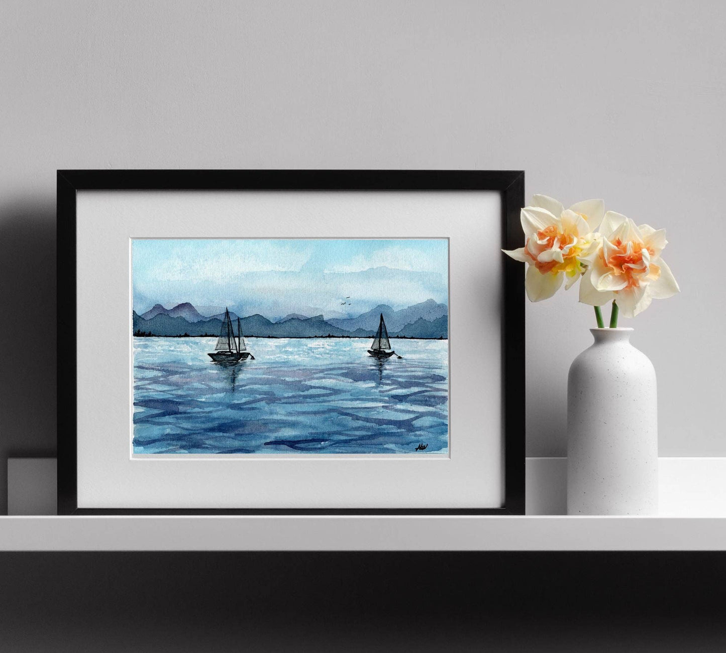 Sailboats Art Print: 8x10 inches