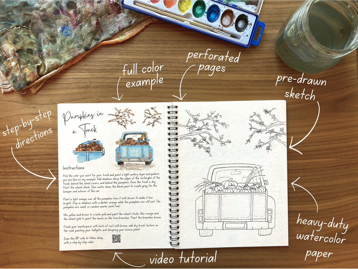 Autumn Watercolor Workbook - Video Directions Included