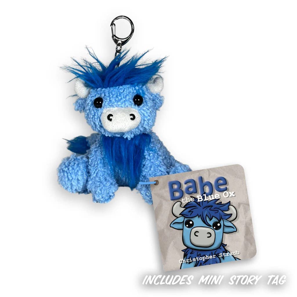 BABE THE BLUE OX 4.5" Plush Keychain w/Mini Story Minnesota