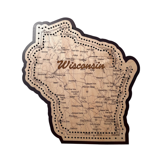 Wisconsin Map 2 Track Cribbage Board