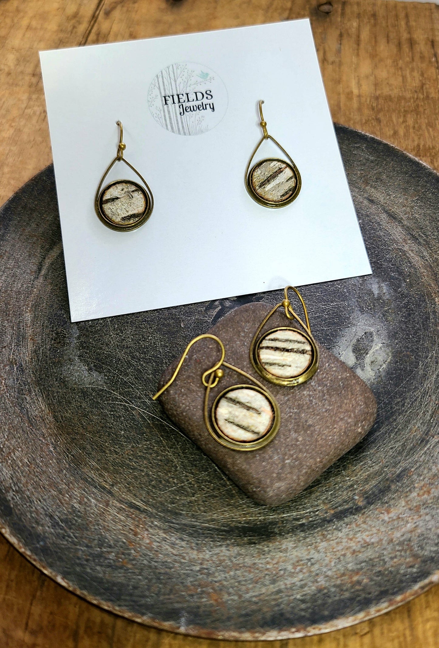 Birch Bark Earrings-Rustic Dangle