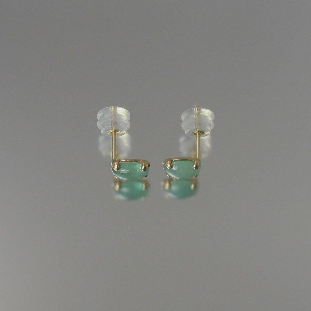 Rare Grandidierite Oval Solid 14k Gold Stud Earrings 4x6mm