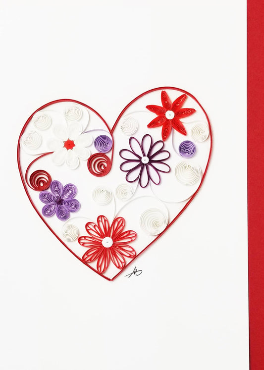 Flower Heart Quilled Greeting Card