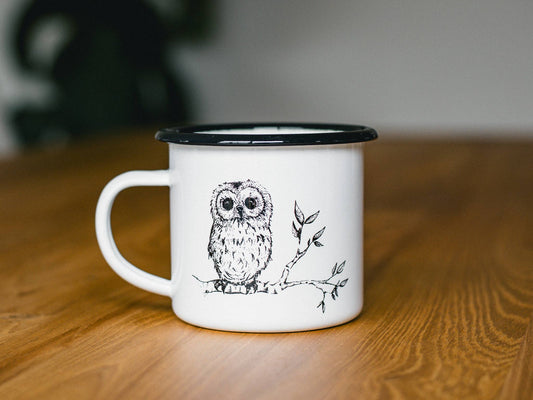 Baby Owl 10 oz Stainless Steel Enamelware Camping Mug