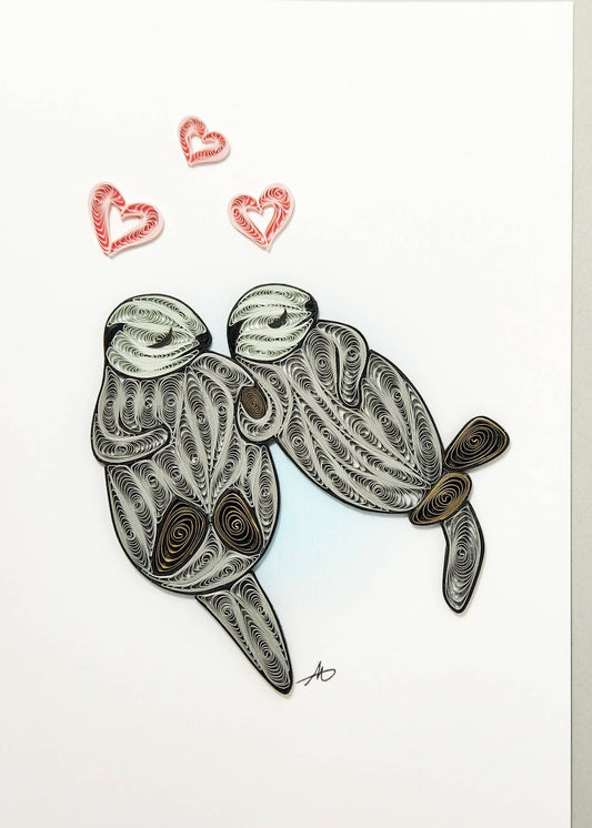 Otter Couple Quilled Greeting Card