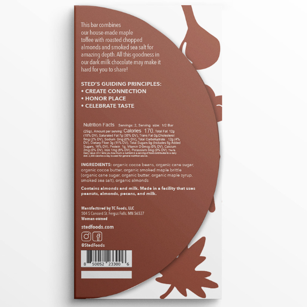 Almond Maple Brittle 2 oz Chocolate Bar