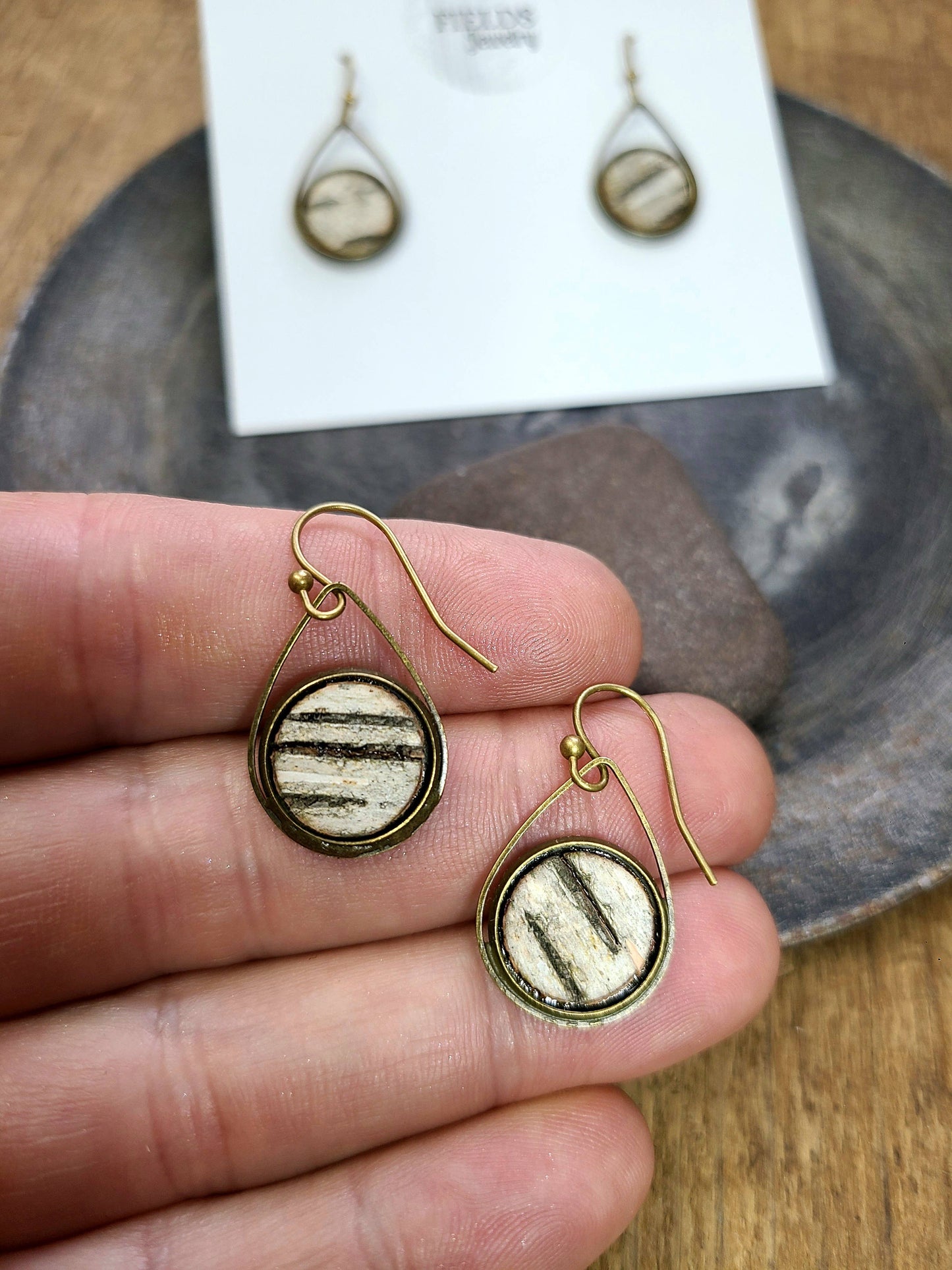 Birch Bark Earrings-Rustic Dangle