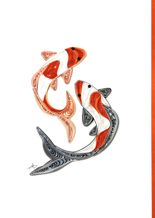 Koi Couple Quilled Greeting Card