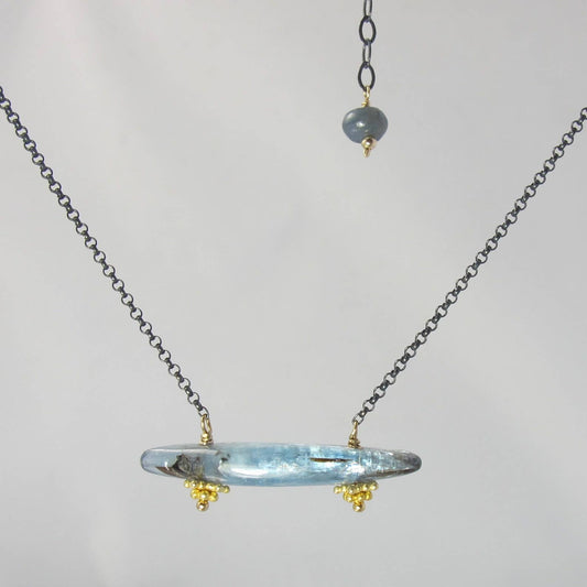 Kyanite Mixed Metal Stone Bar Necklace