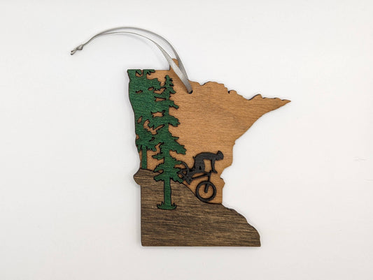 Mountain Biker: Minnesota Wood Ornament Art