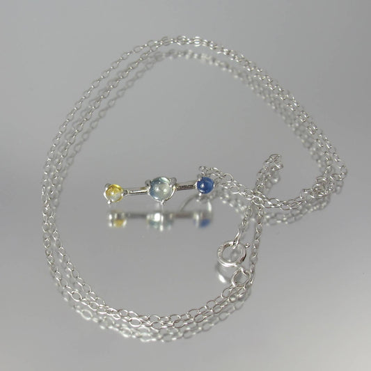 Tri-Color Montana Sapphire Sterling Silver Pendant Necklace