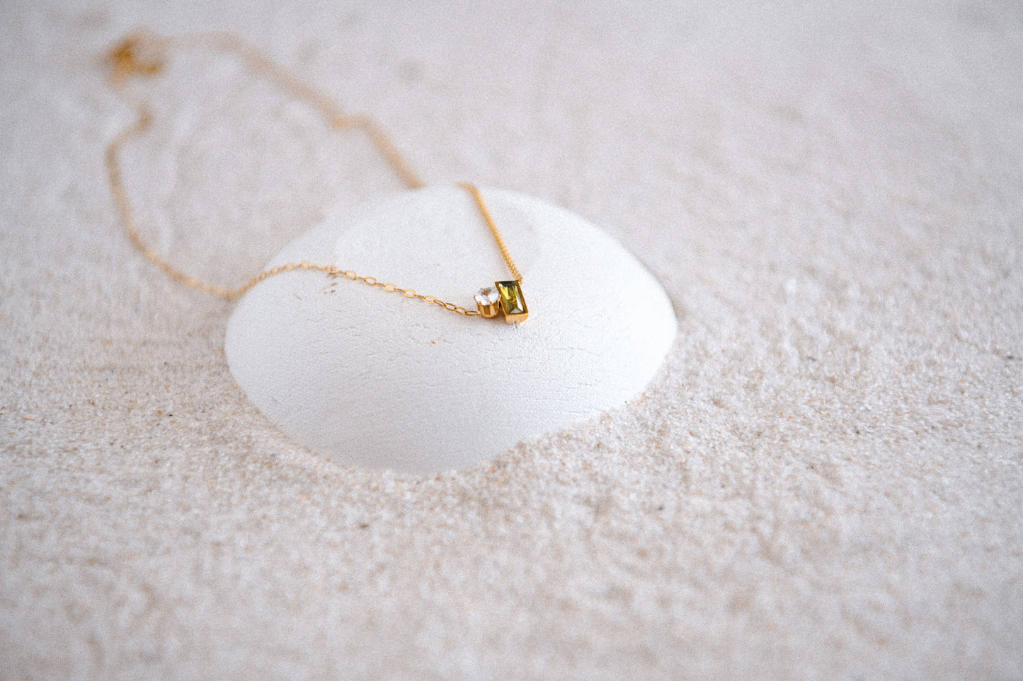 Everlasting Elements Water Resistant Necklace Collection: Olive & CZ Pendant