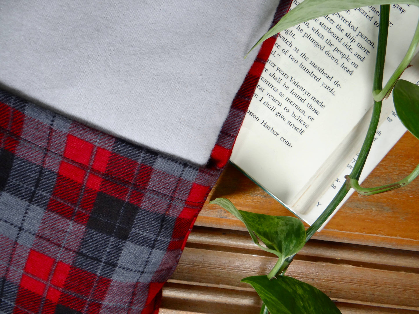 Washable Microwavable Heating Pad Beige Red and Grey Plaid