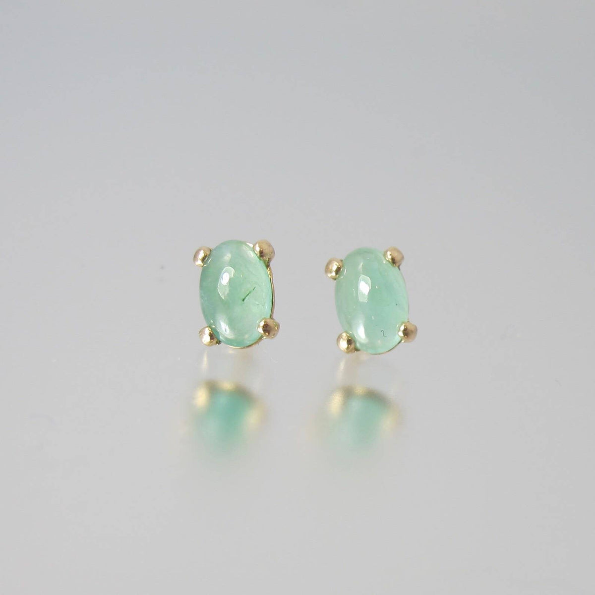 Rare Grandidierite Oval Solid 14k Gold Stud Earrings 4x6mm