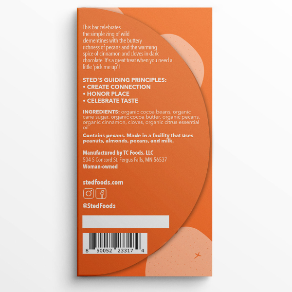 Mini Pecan Orange Spice .5 oz Chocolate Bar