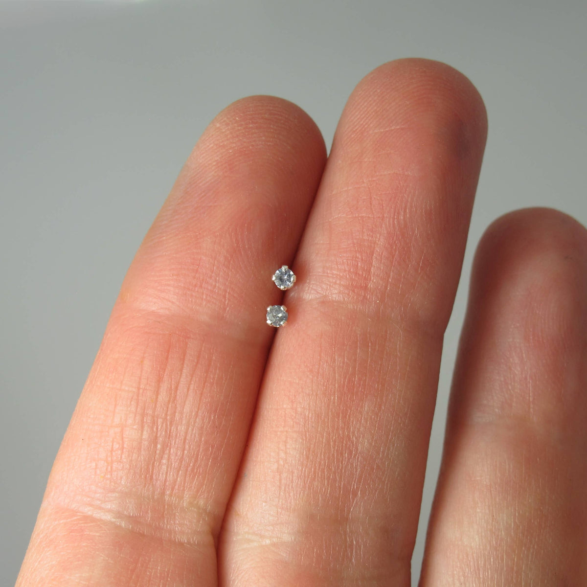 Rare Cyprine Micro Stud Sterling Silver Earrings 2mm