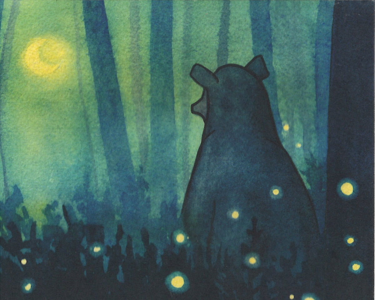 Bear Watches the Moon Greeting Card
