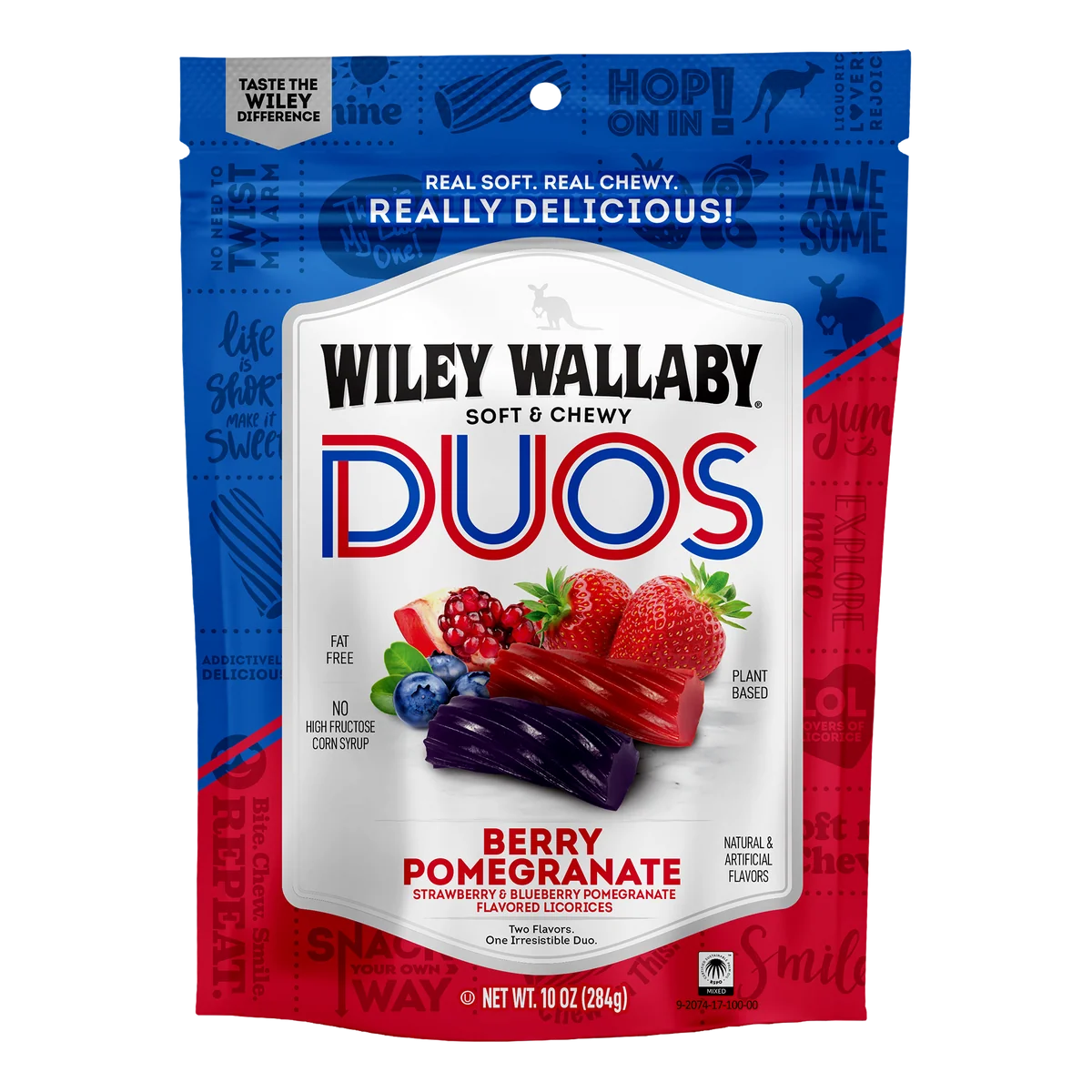 Wiley Wallaby Duos | Classic Red and Blueberry Pomegranate Licorice 7.05oz.