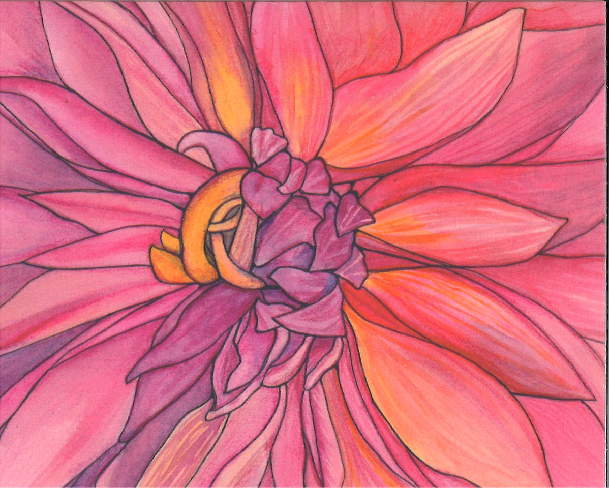 Dahlia Center Greeting Card