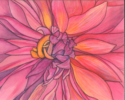 Dahlia Center Greeting Card