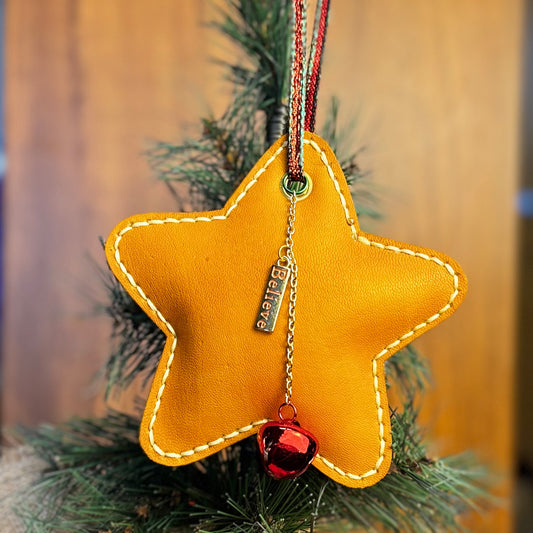 Leather Believe Pillow Star Ornament