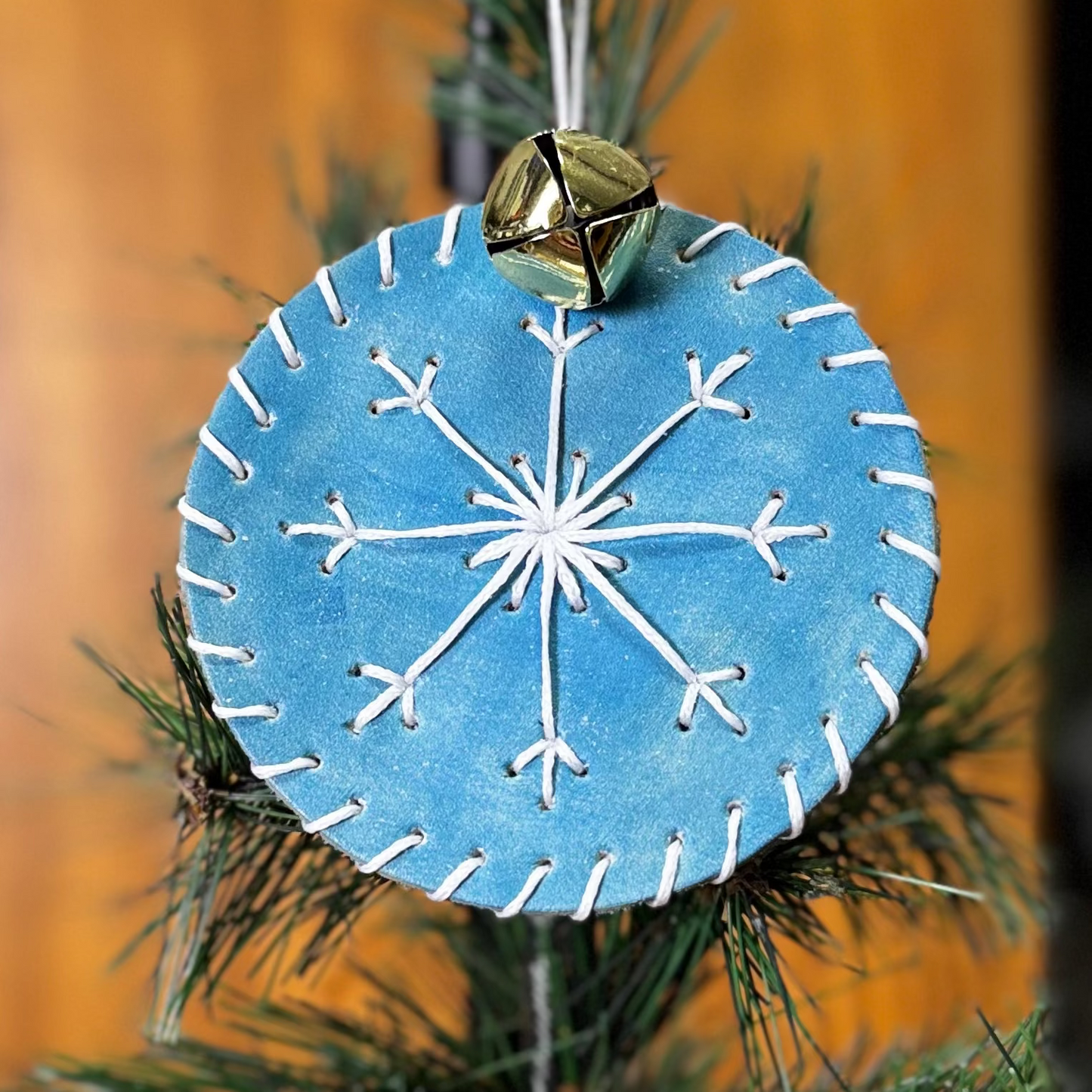 Leather Woven Snowflake Design Ornament