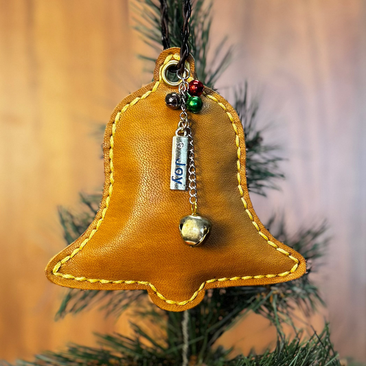 Leather Joy Bell Pillow Ornament