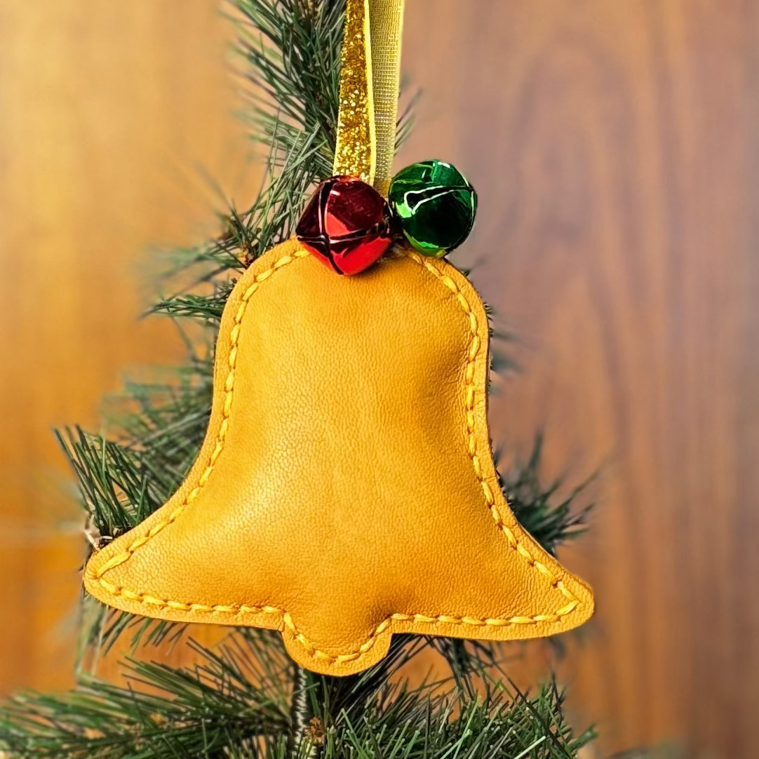 Leather Jingle Bell Pillow Ornament