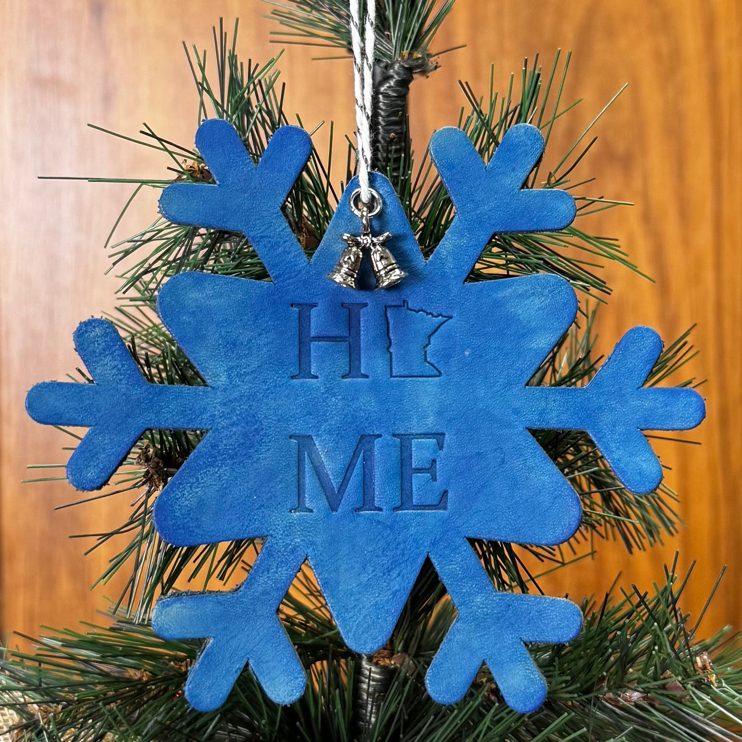 Leather Embossed MN Home Snowflake Ornament