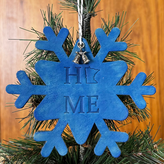 Leather Embossed MN Home Snowflake Ornament