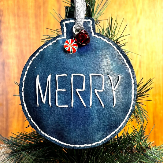 Leather Merry Pillow Ornament