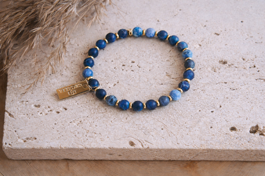 Genuine Gemstone and Gold Spacer Bead Bracelets : Sodalite