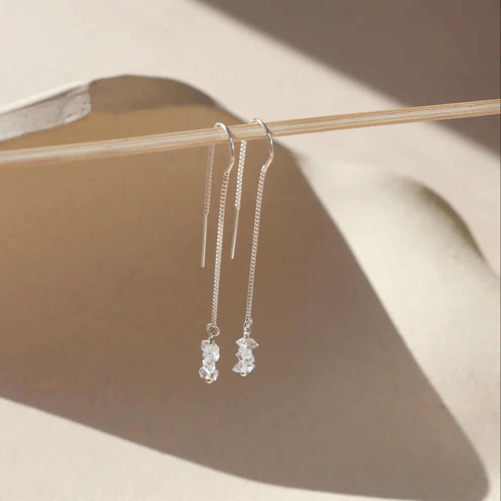 Herkimer Diamond Threader Earrings