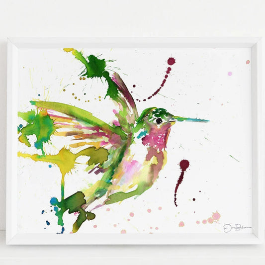 "Hum Away With Me"  Hummingbird Giclée print: 8" x 10"