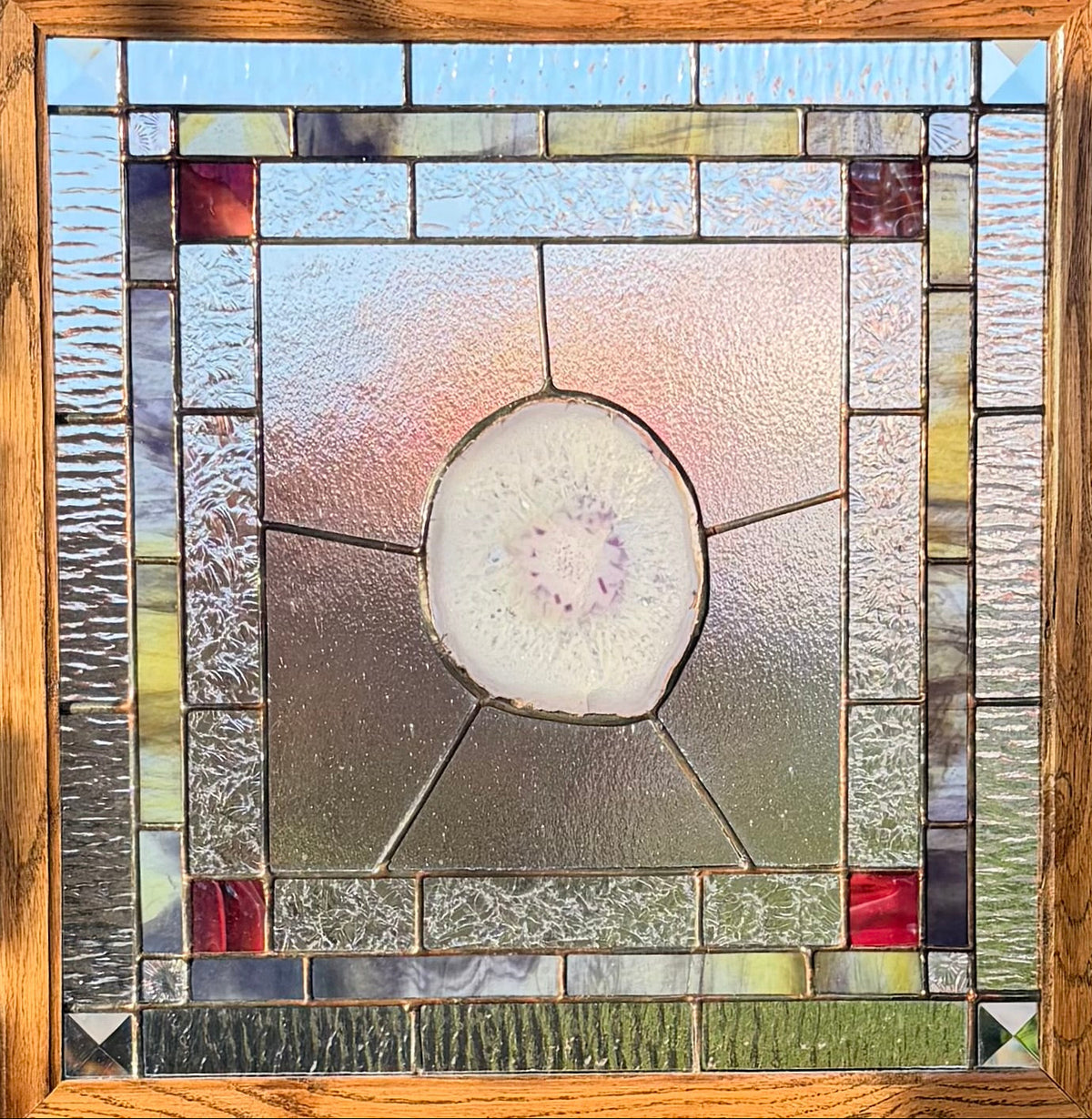 Stained Glass Window Panel with Geode