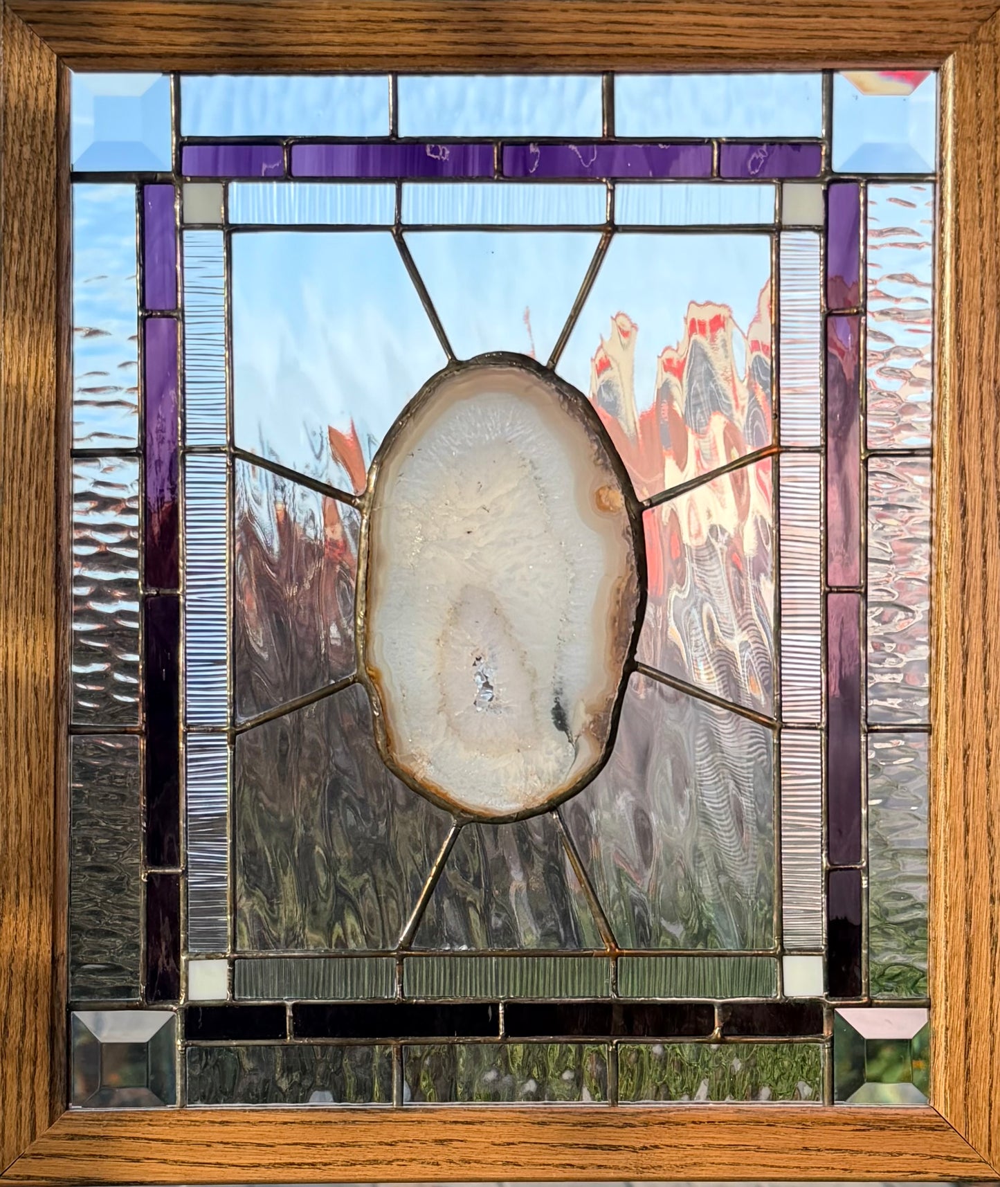 Stained Glass Window Panel With Geode