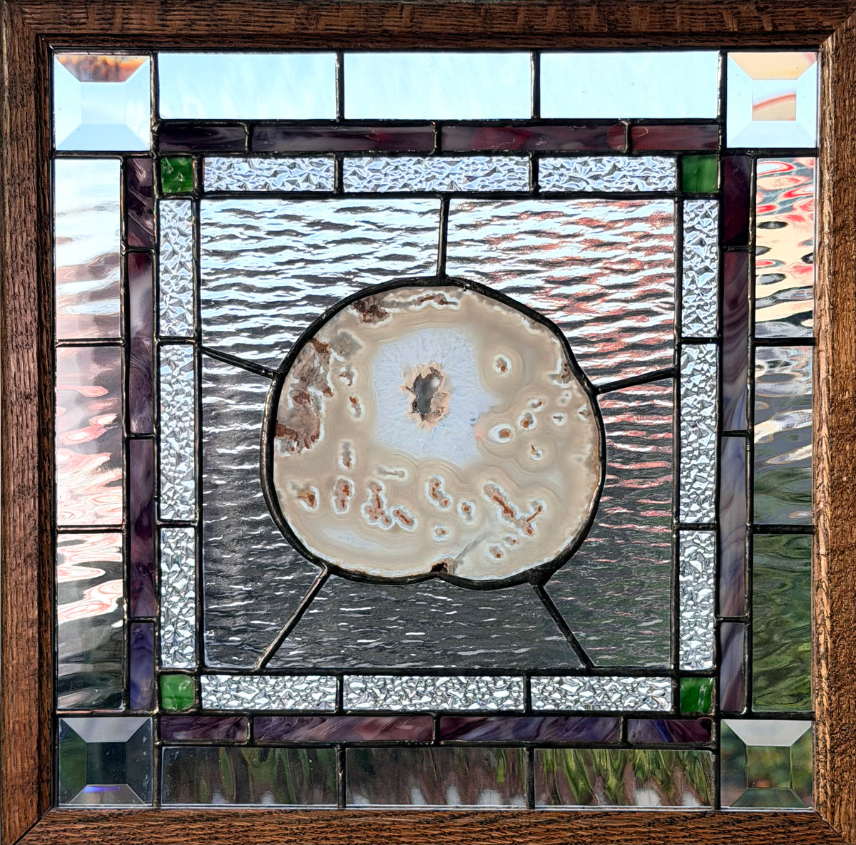 Stained Glass Window Panel with Geode